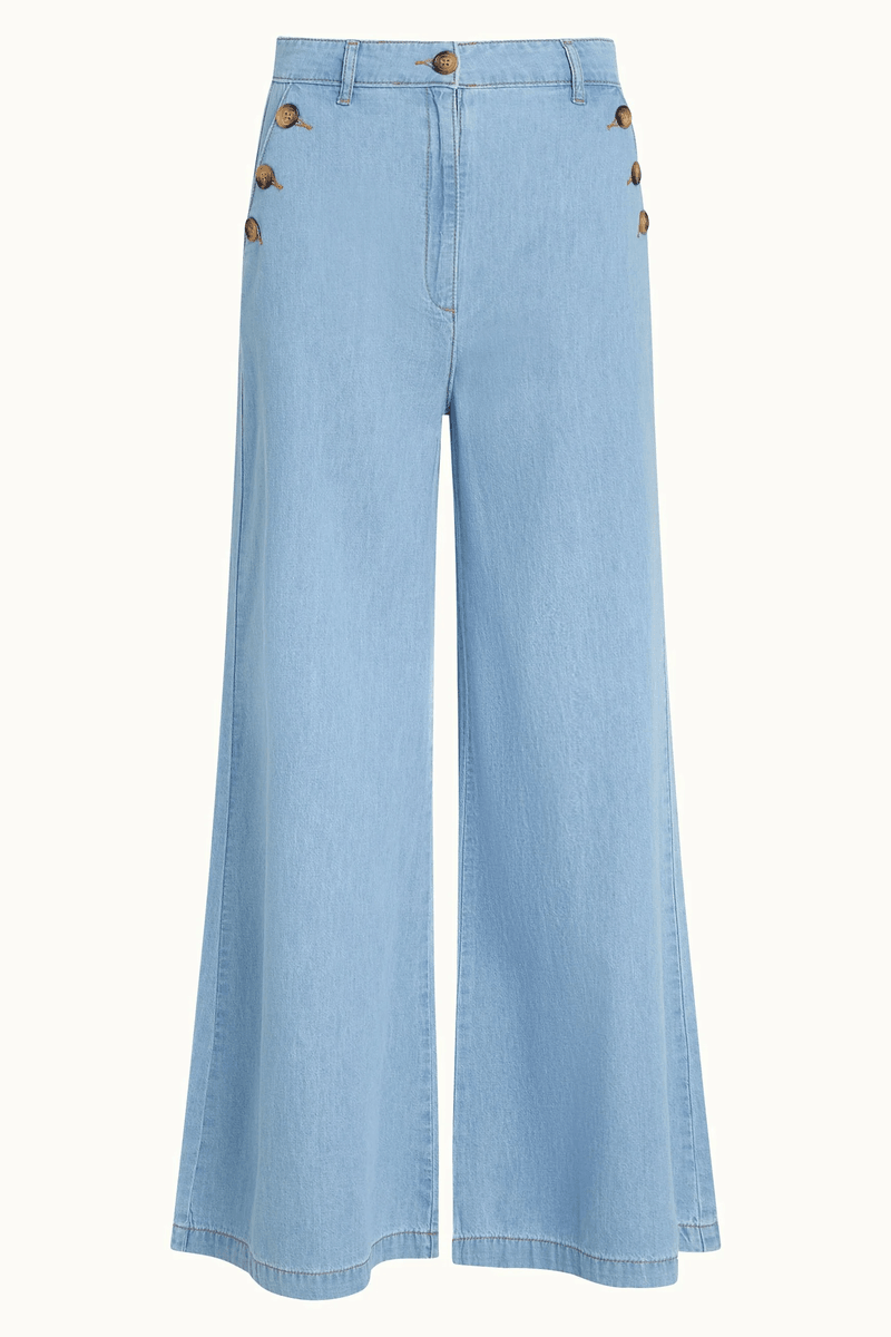 Král Louie Pirla Kalhoty Festa Světle Modrý Denim