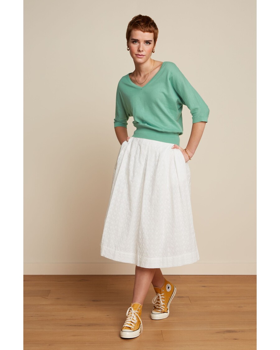 King Louie Suzette Pleat Skirt Rosa Broderie Anglaise