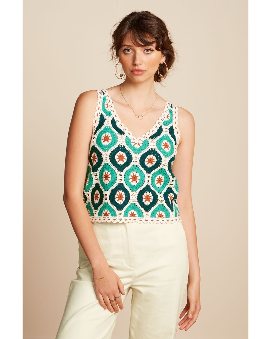 King Louie Janis Top Fray Crochet