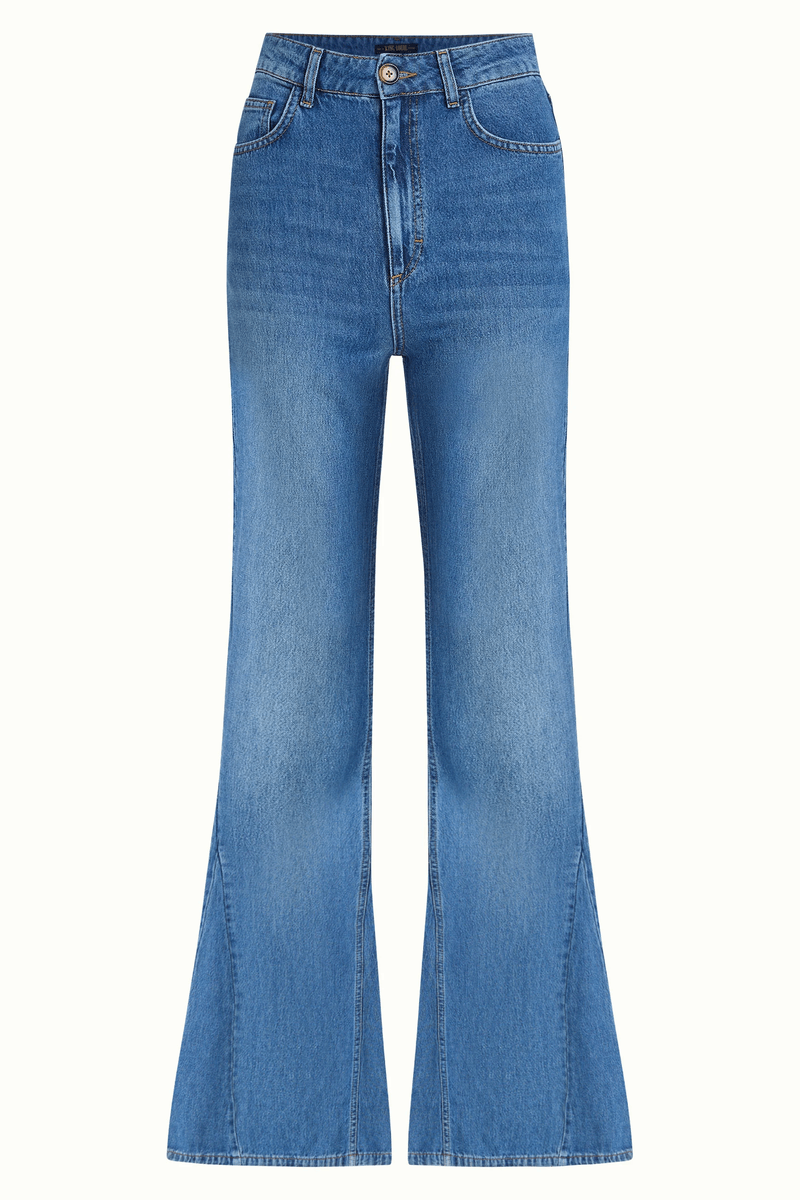 Král Louie Jimmy Bell Bottom Kalhoty Kamenný Denim