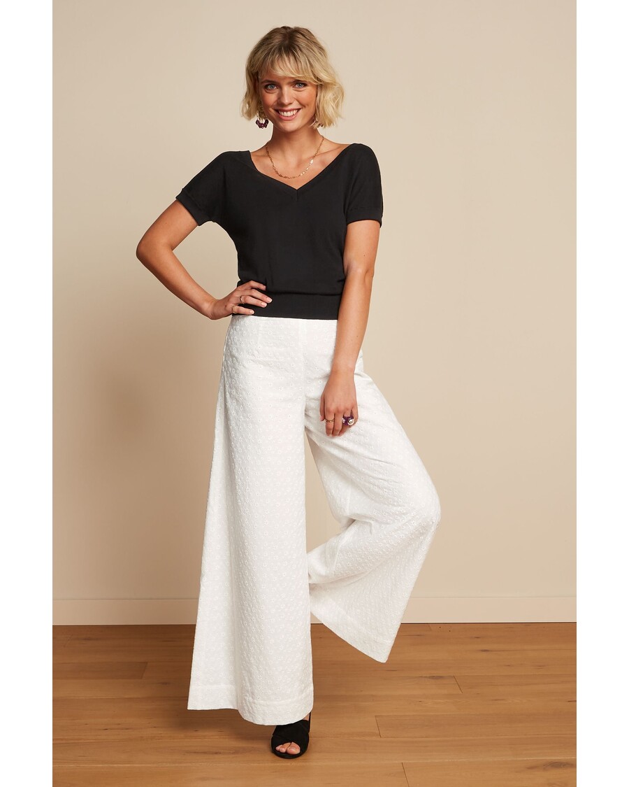 King Louie Palazzo Kalhoty Rosa Broderie Anglaise